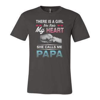 Family 365 There Is A Girl She Stole My She Calls Me Papa Jersey T-Shirt | Mazezy