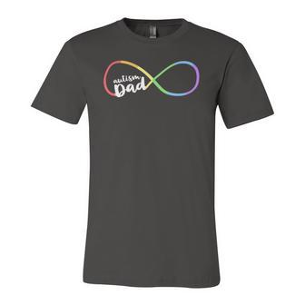 Family Autism Awareness Dad Rainbow Infinity Symbol Jersey T-Shirt | Mazezy