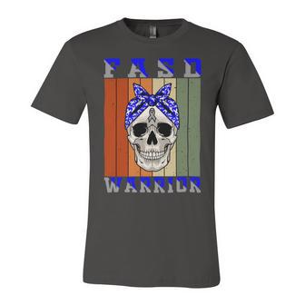 Fasd Warrior Skull Women Vintage Blue And Grey Ribbon Fetal Alcohol Spectrum Disorder Fetal Alcohol Spectrum Disorder Awareness Unisex Jersey Short Sleeve Crewneck Tshirt | Favorety CA