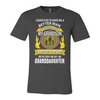 Father Grandpa I Asked God To Make Me A Better Man He Sent Me My Grandson Family Dad Unisex Jersey Short Sleeve Crewneck Tshirt - Monsterry UK