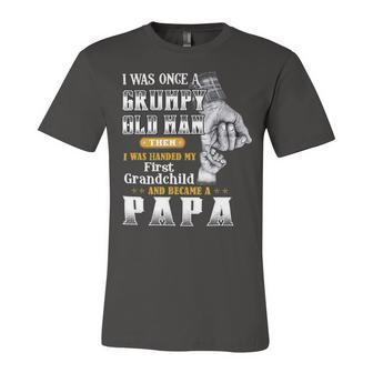 Father Grandpa I Was Handed My First Grandchild 72 Family Dad Unisex Jersey Short Sleeve Crewneck Tshirt - Monsterry UK