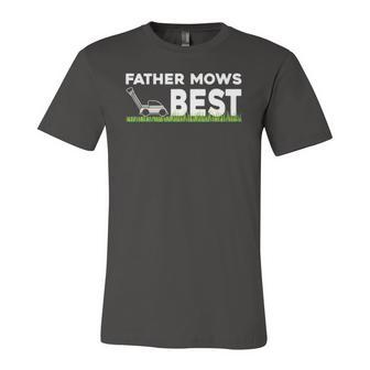 Father Mows Best Fathers Day Lawn Grass Jersey T-Shirt | Mazezy