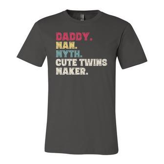 Fathers Day Daddy Man Myth Cute Twins Maker Vintage Jersey T-Shirt | Mazezy
