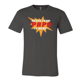 Never Fear Papa Is Here Super Grandpa Superhero Jersey T-Shirt | Mazezy