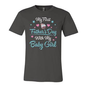 My First Fathers Day With My Baby Girl Daughter Daddy Jersey T-Shirt | Mazezy