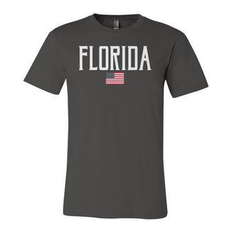 Florida American Flag Vintage White Text Jersey T-Shirt | Mazezy CA