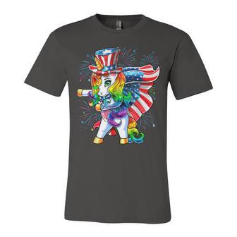 Flossing Unicorn 4Th Of July American Flag Uncle Sam Girls Unisex Jersey Short Sleeve Crewneck Tshirt - Seseable
