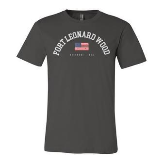 Fort Leonard Wood Mo Retro American Flag Usa City Name Unisex Jersey Short Sleeve Crewneck Tshirt - Seseable