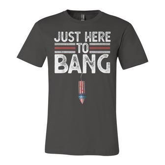 Fourth Of July Funny Just Here To Bang 4Th Of July Men Women Unisex Jersey Short Sleeve Crewneck Tshirt - Seseable