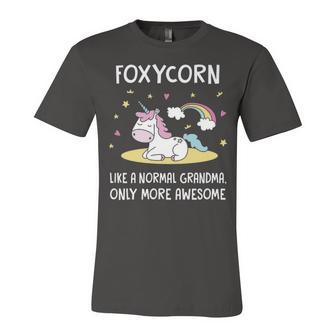 Foxy Grandma Gift Foxy Unicorn Unisex Jersey Short Sleeve Crewneck Tshirt - Seseable