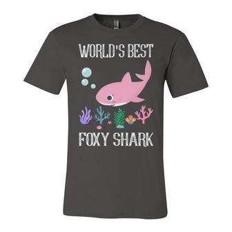 Foxy Grandma Gift Worlds Best Foxy Shark Unisex Jersey Short Sleeve Crewneck Tshirt - Seseable