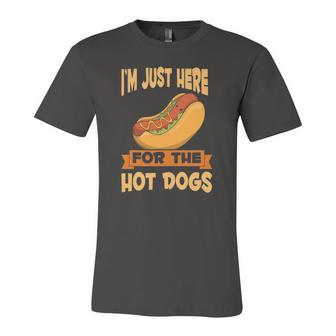 Franks Sausages Hotdog Im Just Here For The Hot Dogs Jersey T-Shirt | Mazezy