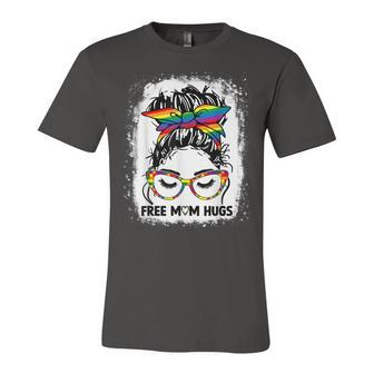 Free Mom Hugs Messy Bun Lgbt Pride Rainbow V2 Jersey T-Shirt | Mazezy