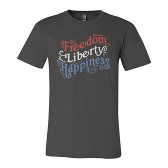 Freedom Liberty Happiness Red White And Blue Jersey T-Shirt | Mazezy