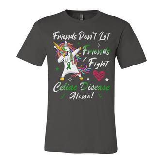 Friends Dont Let Friends Fight Celiac Disease Alone Unicorn Green Ribbon Celiac Disease Celiac Disease Awareness Unisex Jersey Short Sleeve Crewneck Tshirt | Favorety DE