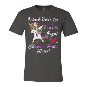 Friends Dont Let Friends Fight Chronic Pain Alone Unicorn Purple Ribbon Chronic Pain Support Chronic Pain Awareness Unisex Jersey Short Sleeve Crewneck Tshirt | Favorety CA