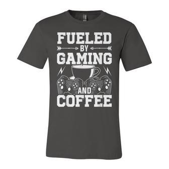 Fueled By Gaming And Coffee Video Gamer Gaming Unisex Jersey Short Sleeve Crewneck Tshirt - Seseable