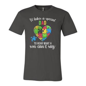 Fun Heart Puzzle S Dad Autism Awareness Support Jersey T-Shirt | Mazezy