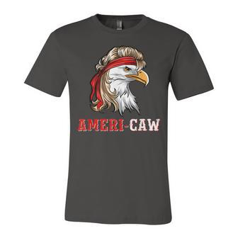Funny July 4Th American Flag Usa Patriotic Eagle Ameri-Caw Unisex Jersey Short Sleeve Crewneck Tshirt - Seseable