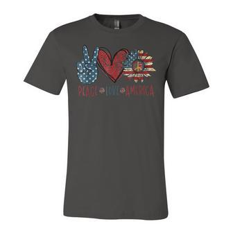 Funny Peace Love America Sunflower Hippie 4Th Of July Unisex Jersey Short Sleeve Crewneck Tshirt - Seseable