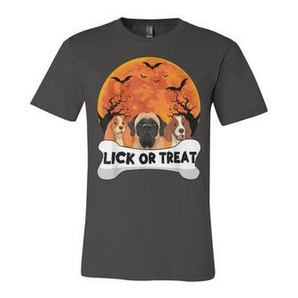 Funny Trick Lick Or Treat Dog Lover Dad Mom Halloween Unisex Jersey Short Sleeve Crewneck Tshirt - Seseable