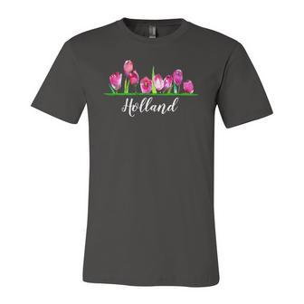 Gardeners With Holland Tulip Flowers Jersey T-Shirt | Mazezy