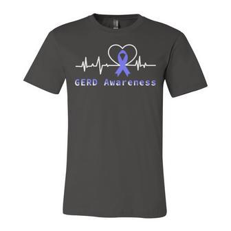 Gerd Awareness Heartbeat Periwinkle Blue Ribbon Gastroesophageal Reflux Disease Gerd Awareness Unisex Jersey Short Sleeve Crewneck Tshirt | Favorety CA