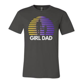 Girl Dad Sunset Father Of Daughters Purple And Gold Classic Jersey T-Shirt | Mazezy