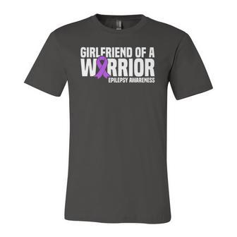 Girlfriend Of A Warrior Purple Ribbon Epilepsy Awareness Jersey T-Shirt | Mazezy