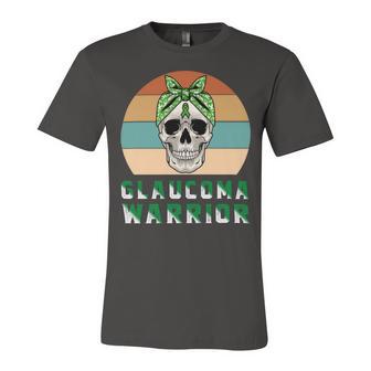 Glaucoma Warrior Skull Women Vintage Green Ribbon Glaucoma Glaucoma Awareness V2 Unisex Jersey Short Sleeve Crewneck Tshirt | Favorety DE