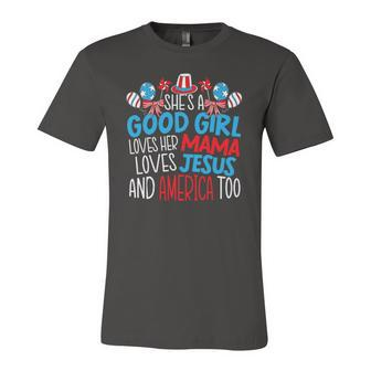 A Good Girl Who Loves America 4Th Of July Usa Patriotic Jersey T-Shirt | Mazezy