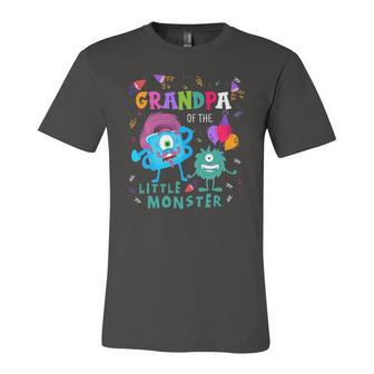 Grandpa Of The Little Monster Birthday Jersey T-Shirt | Mazezy