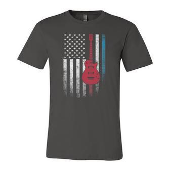 Guitar Music Musician 4Th Of July American Flag Usa America Jersey T-Shirt | Mazezy