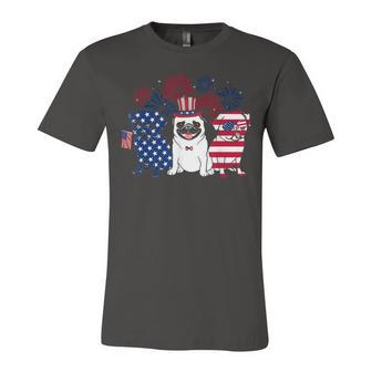 Happy 4Th July Three Blue White Pug And Red Unisex Jersey Short Sleeve Crewneck Tshirt - Seseable