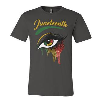 Happy Juneteenth 1865 Bright Eyes Melanin Retro Black Pride Jersey T-Shirt | Mazezy