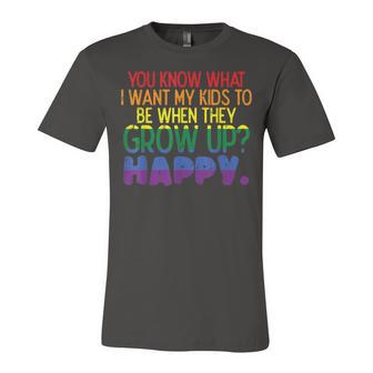Happy Kids When Grow Up Parent Gay Pride Ally Lgbtq Month Unisex Jersey Short Sleeve Crewneck Tshirt - Seseable