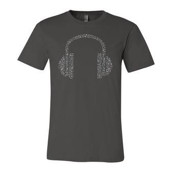 Headphones Made Of Musical Notes Audiophile Jersey T-Shirt | Mazezy