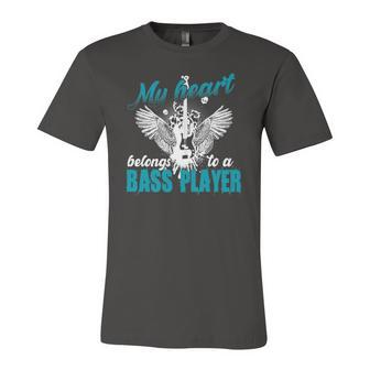 My Heart Belongs To A Bass Player Wives Girlfriends Jersey T-Shirt | Mazezy