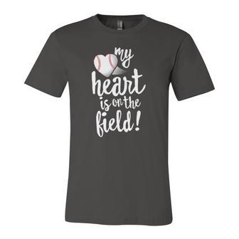 My Heart Is On The Field Baseball Tee Ball Mom Jersey T-Shirt | Mazezy