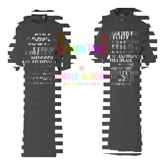 Hello Middle School Graduation Goodbye Elementary School Jersey T-Shirt | Mazezy