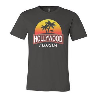 Hollywood Florida Beach Vacation Palm Tree Jersey T-Shirt | Mazezy