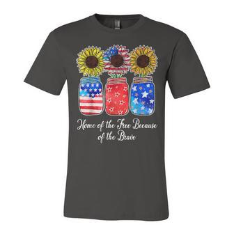 Home Of Free Because Of The Brave Sunflower 4Th July Unisex Jersey Short Sleeve Crewneck Tshirt - Seseable