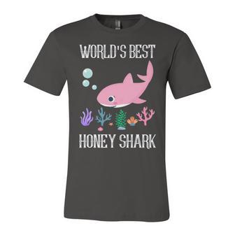Honey Grandma Gift Worlds Best Honey Shark Unisex Jersey Short Sleeve Crewneck Tshirt - Seseable