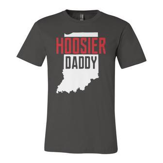 Hoosier Daddy Indiana State Map Zip Jersey T-Shirt | Mazezy