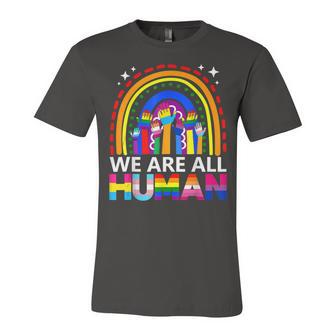 Human Lgbt Flag Gay Pride Month Transgender Rainbow Lesbian Jersey T-Shirt | Mazezy