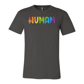 Human Lgbt Rainbow Flag Gay Pride Month Transgender Jersey T-Shirt | Mazezy