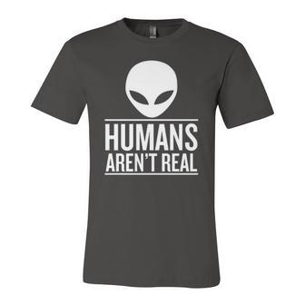 Humans Arent Real Alien Face Jersey T-Shirt | Mazezy