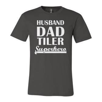 Husband Dad Tiler Superhero Tile Setter Jersey T-Shirt | Mazezy