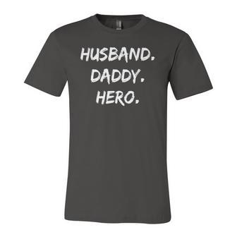 Husband Daddy Hero Fathers Day Jersey T-Shirt | Mazezy