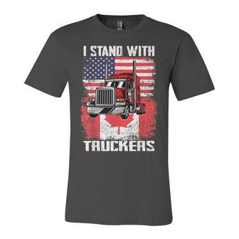 I Stand With Truckers - Truck Driver Freedom Convoy Support Unisex Jersey Short Sleeve Crewneck Tshirt - Seseable